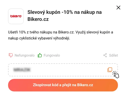 Návod jak zkopírovat slevový kód Bikero.cz
