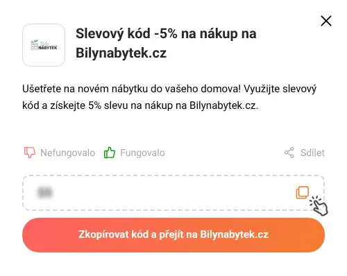 Návod jak zkopírovat slevový kupón Bilynabytek.cz