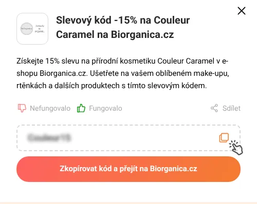 Návod jak zkopírovat slevový kód Biorganica.cz