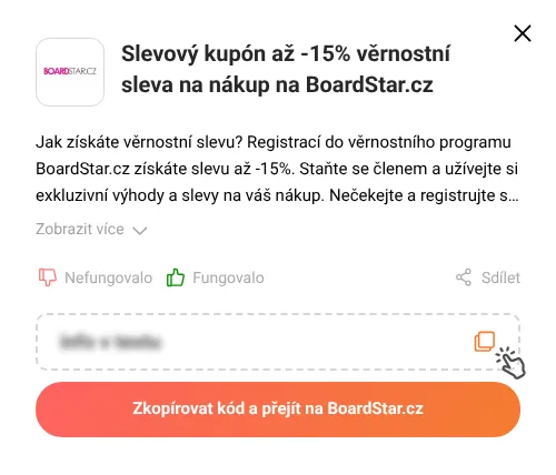 Návod jak zkopírovat slevový kód BoardStar.cz
