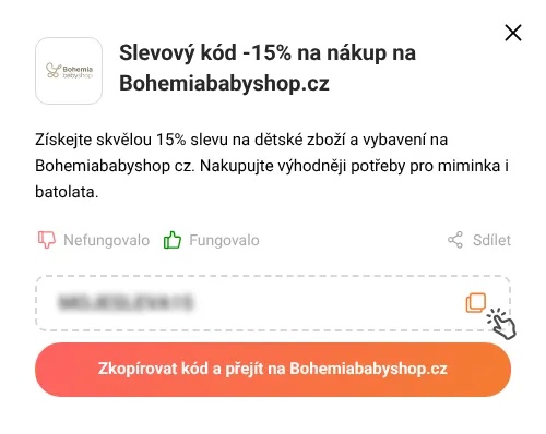 Návod jak zkopírovat slevový kupón Bohemiababyshop.cz