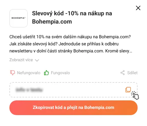 Návod jak zkopírovat slevový kód Bohempia.com