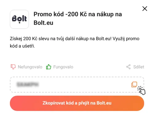 Návod jak zkopírovat promo kód Bolt.eu