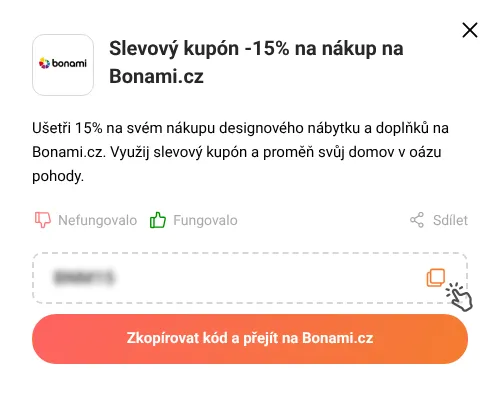 Návod jak zkopírovat slevový kód Bonami.cz