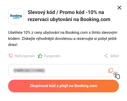 Návod jak zkopírovat promo kód Booking.com