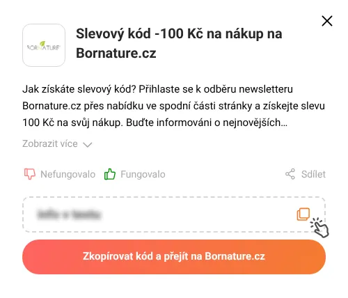 Návod jak zkopírovat slevový kód Bornature.cz