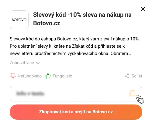Návod jak zkopírovat slevový kód Botovo.cz