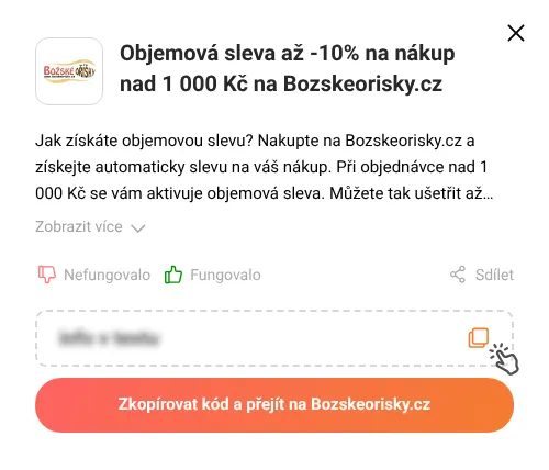 Návod jak zkopírovat slevový kupón Bozskeorisky.cz
