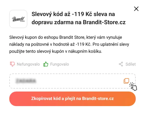 Návod jak zkopírovat slevový kupón Brandit-store.cz