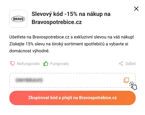 Návod jak zkopírovat slevový kód Bravospotrebice.cz