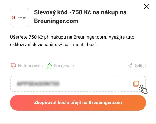 Návod jak zkopírovat slevový kód Breuninger.com