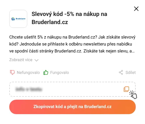 Návod jak zkopírovat slevový kód Bruderland.cz