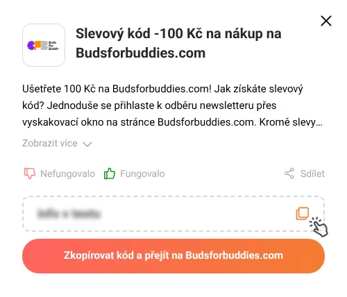 Návod jak zkopírovat slevový kupón Budsforbuddies.com