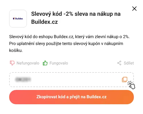 Návod jak zkopírovat slevový kupón Buildex.cz