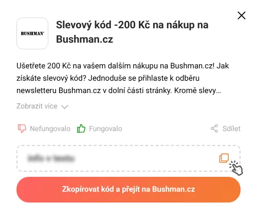 Návod jak zkopírovat slevový poukaz Bushman.cz