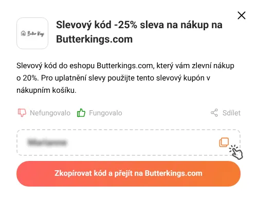 Návod jak zkopírovat slevový kód Butterkings.com