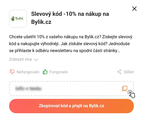 Návod jak zkopírovat slevový kód Bylik.cz