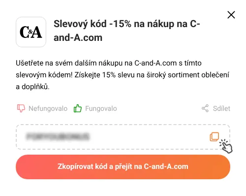 Návod jak zkopírovat slevový kód C-and-A.com