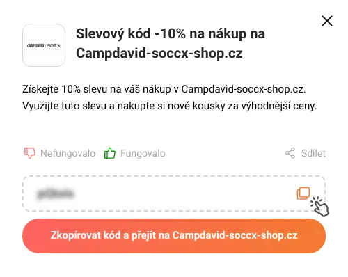 Návod jak zkopírovat slevový kód Campdavid-soccx-shop.cz