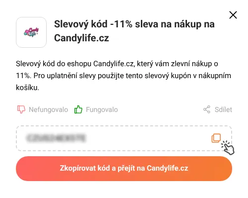Návod jak zkopírovat slevový kód Candylife.cz