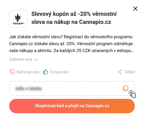 Návod jak zkopírovat slevový kupón Cannapio.cz