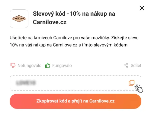 Návod jak zkopírovat slevový kód Carnilove.cz