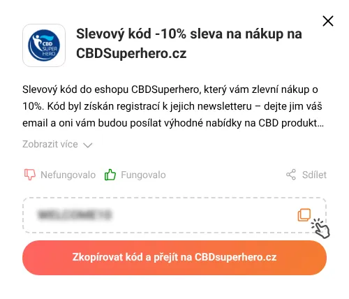 Návod jak zkopírovat slevový kupón CBDsuperhero.cz