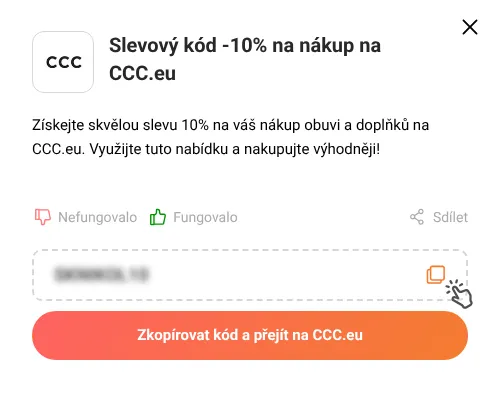 Návod jak zkopírovat slevový kód CCC.eu