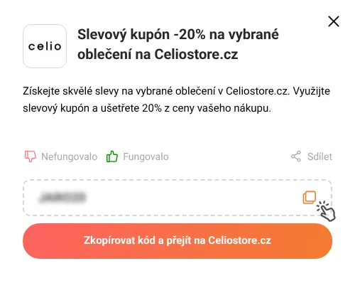 Návod jak zkopírovat slevový kód Celiostore.cz
