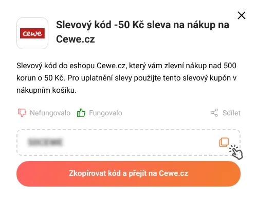Návod jak zkopírovat slevový kód Cewe.cz