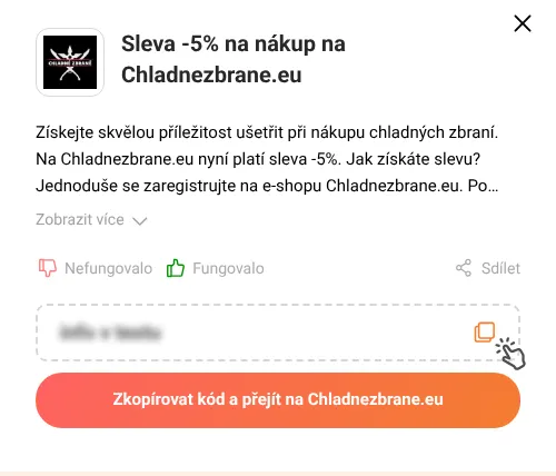 Návod jak zkopírovat slevový kupón Chladnezbrane.eu