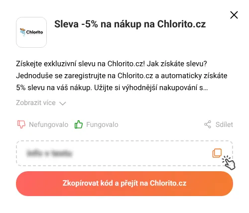 Návod jak zkopírovat slevový kupón Chlorito.cz