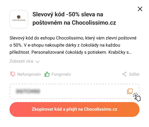 Návod jak zkopírovat slevový kupón Chocolissimo.cz