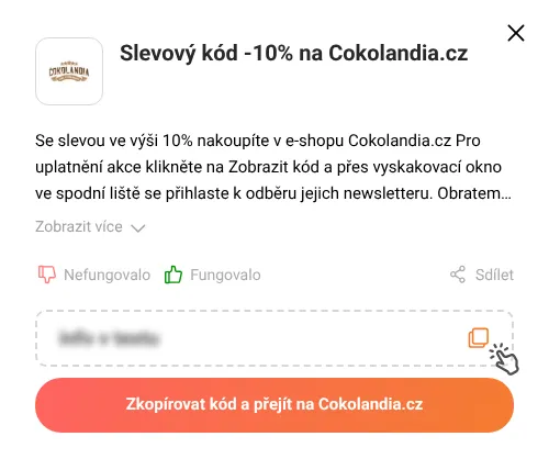 Návod jak zkopírovat slevový kupón Cokolandia.cz