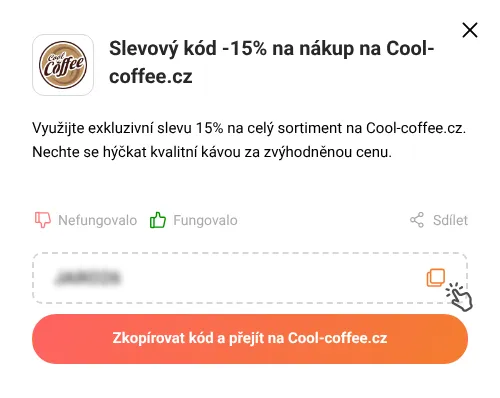 Návod jak zkopírovat slevový kupón Cool-coffee.cz