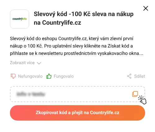 Návod jak zkopírovat slevový poukaz Countrylife.cz