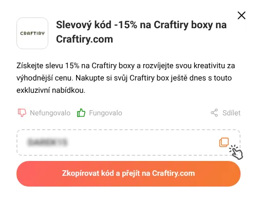 Návod jak zkopírovat slevový kód Craftiry.com