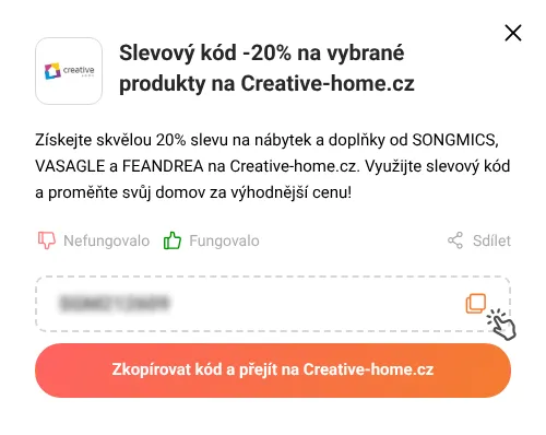 Návod jak zkopírovat slevový kupón Creative-home.cz