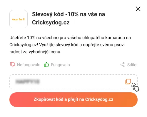 Návod jak zkopírovat slevový kupón Cricksydog.cz