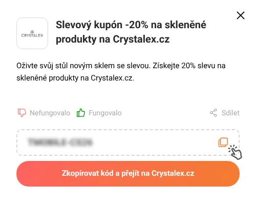 Návod jak zkopírovat slevový kupón Crystalex.cz