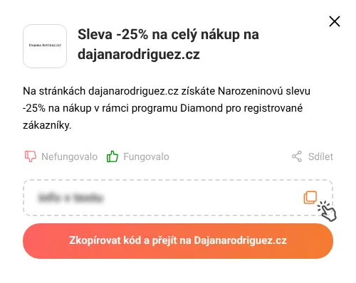 Návod jak zkopírovat slevový kód Dajanarodriguez.cz