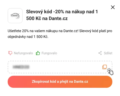 Návod jak zkopírovat slevový poukaz Dante.cz