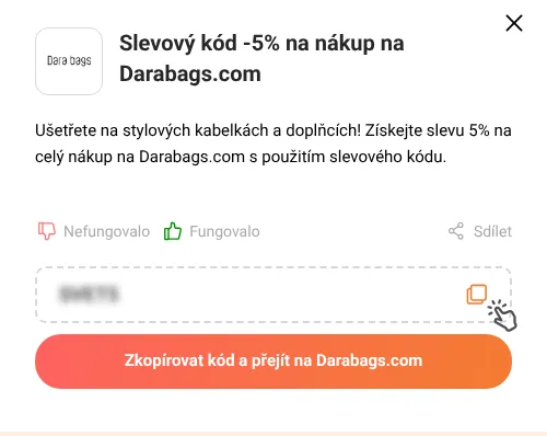 Návod jak zkopírovat slevový kód Darabags.com