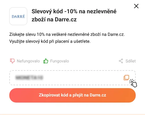Návod jak zkopírovat slevový kupón Darre.cz