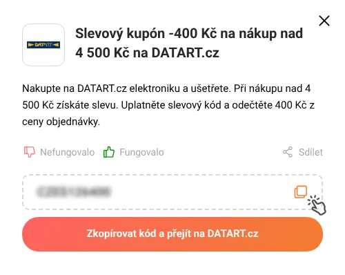 Návod jak zkopírovat slevový kód DATART.cz