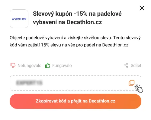 Návod jak zkopírovat promo kód Decathlon.cz