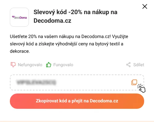 Návod jak zkopírovat slevový kód Decodoma.cz
