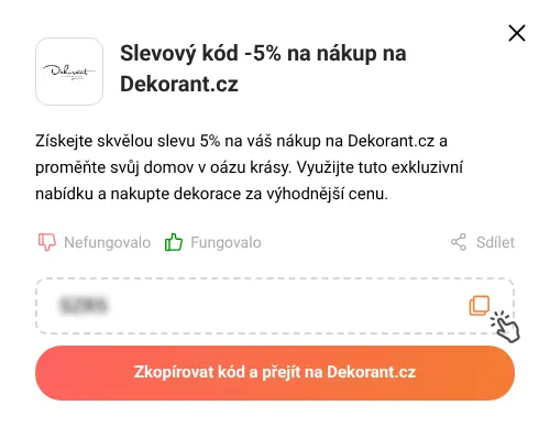 Návod jak zkopírovat slevový kupón Dekorant.cz