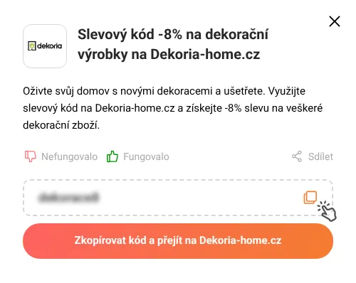 Návod jak zkopírovat slevový kód Dekoria-home.cz