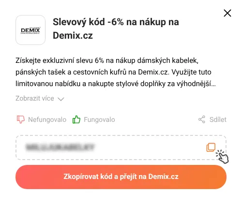 Návod jak zkopírovat slevový kupón Demix.cz